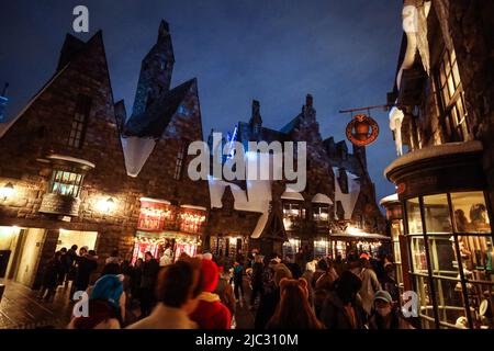 Herrlicher Blick auf das Dorf Hogsmeade in der Nähe von Schloss Hogwarts Stockfoto