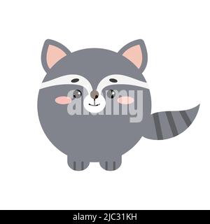 Kreis Waschbär Wald Tier Gesicht mit Pfoten Symbol isoliert auf weißem Hintergrund. Stock Vektor