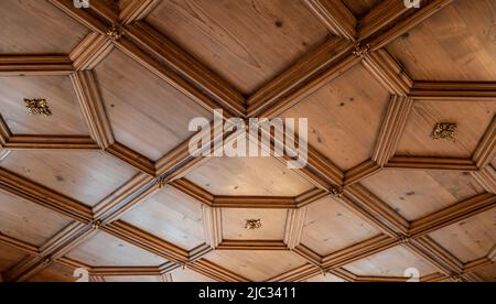 Rottweil, Deutschland. 09.. Juni 2022. Die antike Decke im Alten Rathaus. Kredit: Silas Stein/dpa/Alamy Live Nachrichten Stockfoto