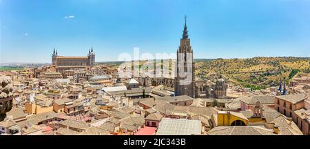 Toledo Panoramablick. Toledo, Castilla La Mancha, Spanien. Stockfoto