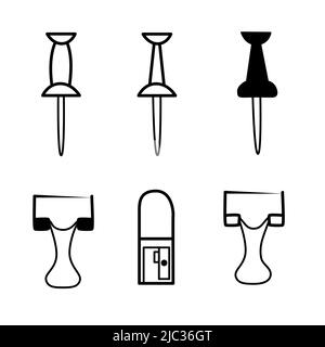 Schulbedarf. Minimalistisches Bürozubehör Linie Kunst. Handgezeichnete Vektor stationäre Werkzeuge für die Hochschulbildung Stock Vektor