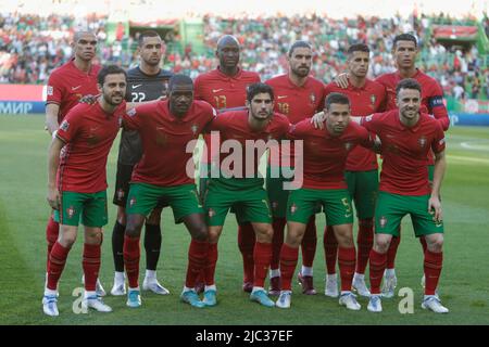 Lissabon, Portugal, Portugal. 09.. Juni 2022. Die portugiesische Mannschaft während des Fußballspiels der UEFA Nation League zwischen Portugal und der Tschechischen Republik im Estadio Jose Alvalade in Lissabon am 9. Juni 2022. Valter Gouveia Kredit: SPP Sport Pressefoto. /Alamy Live News Stockfoto