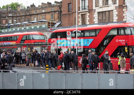 Ein großer U-Bahnstreik wird von Mitgliedern der Gewerkschaft Rail, Maritime and Transport (RMT) für 24 Stunden geführt. Es hat schwere Störungen in der ganzen Stadt du verursacht Stockfoto