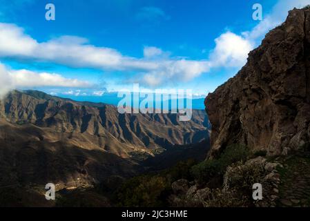 San Sebastian, La Gomera, Kanarische Inseln: Panoramablick vom mirador Degollada de Peraza Stockfoto