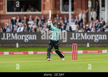 LONDON, GROSSBRITANNIEN. 09. Juni 2022. Narin von Surrey Cricket Club während der Vitality Blast - Middlesex vs Surrey auf dem Lord's Cricket Ground am Donnerstag, den 09. Juni 2022 in LONDON ENGLAND. Kredit: Taka G Wu/Alamy Live Nachrichten Stockfoto