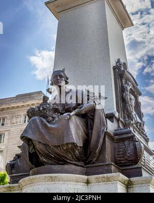 Geschichte Wahrzeichen Statue in Liverpool, England. Stockfoto