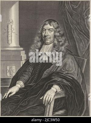 Porträt von Gillis Valckenier, Bürgermeister von Amsterdam, Porträt von Gillis Valckenier, Druckerei: Theodor Matham, nach: Wallerant Vaillant, Amsterdam, 1674, Papier, Gravur, H 450 mm × B 313 mm Stockfoto