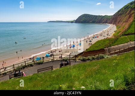 Jacobs Ladder Beach an einem sonnigen Tag, Sidmouth, East Devon, England Stockfoto