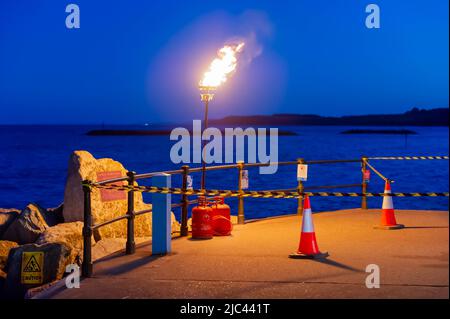 HM Queen Elizabeth's Platinum Jubilee Beacon auf der Promenade in Sidmouth, Devon, England Stockfoto