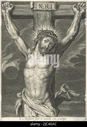 Christus am Kreuz und Sonnenfinsternis V, Druckerei: Schelte Adamsz. Bolswert, (erwähnt auf Objekt), Peter Paul Rubens, Verlag: Schelte Adamsz. Bolswert, (auf Objekt erwähnt), c. 1596 - c. 1659, Papier, Gravur, H 126 mm × B 92 mm Stockfoto