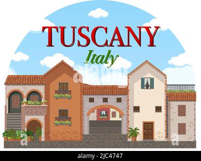 Tuscany Italy Landmark Logo Banner Illustration Stock Vektor