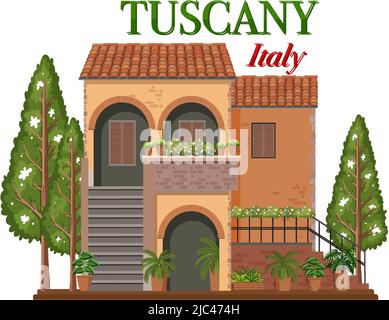 Tuscany Italy Landmark Logo Banner Illustration Stock Vektor