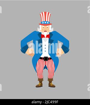 Onkel Sam wütend. Avatar der bösen Emotionen des Menschen. Onkel Sam aggressiv Stock Vektor