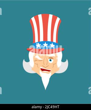 Onkel Sam zwinkert. Mann glücklich Emoji. Vektorgrafik Onkel Sam Stock Vektor