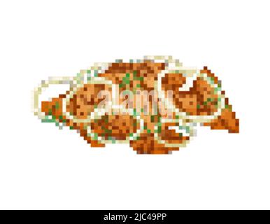 Gebratener Fisch Pixel Art. 8 Bit gebratener Barsch Vektor-Illustration Stock Vektor