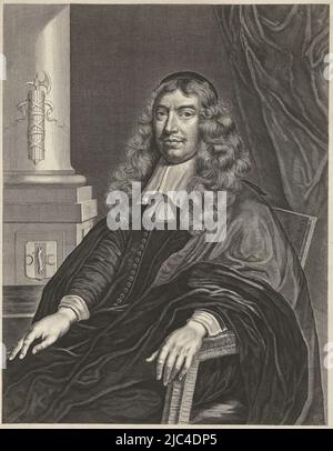 Porträt von Gillis Valckenier, Bürgermeister von Amsterdam, Porträt von Gillis Valckenier, Druckerei: Theodor Matham, nach: Wallerant Vaillant, Amsterdam, 1674, Papier, Gravur, H 450 mm × B 313 mm Stockfoto