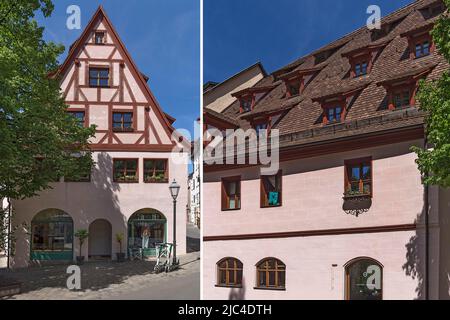 Ehemaliges Badehaus, historisches Fachwerkhaus, Totalsanierung durch die Altstadtfreunde Nürnberg, Irrerstrasse 1, Nürnberg, Mittelfranken Stockfoto