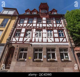 Historisches Fachwerkhaus, Totalsanierung durch die Altstadtfreunde Nürnberg, Kappengasse 16, Nürnberg, Mittelfranken, Bayern, Deutschland Stockfoto