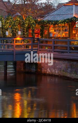 Weihnachtsmarkt im Hotel Bergstroem, Lüneburg, Niedersachsen, Deutschland Stockfoto