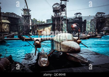 Realistische und interessante Water World Show im Universal Studio Japan Stockfoto