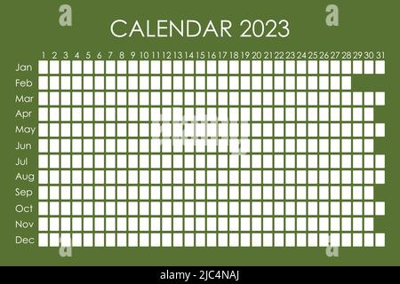 2023 Kalenderplaner. Corporate Design Week. Isoliert auf farbigem Hintergrund. Mondkalender. Platz für Aufkleber Stock Vektor