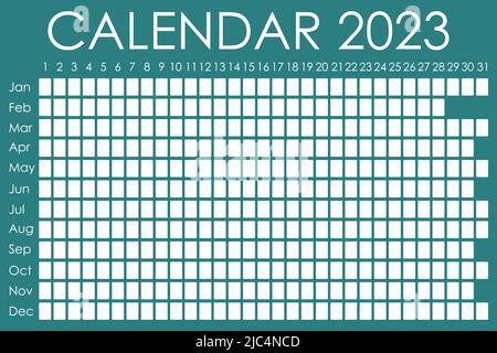 2023 Kalenderplaner. Corporate Design Week. Isoliert auf farbigem Hintergrund. Mondkalender. Platz für Aufkleber Stock Vektor