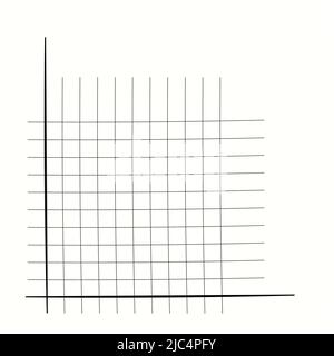 Rasterpapier. Mathematisches Diagramm. Kartesisches Koordinatensystem mit x-Achse, y-Achse. Quadratischer Hintergrund mit farbigen Linien. Geometrisches Muster für die Schule Stock Vektor