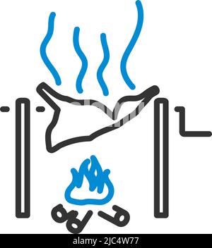 Symbol Für Das Braten Von Fleisch. Editierbare Fett Formatigte Kontur Mit Farbfüllungsdesign. Vektorgrafik. Stock Vektor