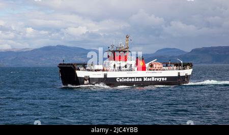 Caledonian MacBrayne Ferry, MV Loch Tarbert, in Gälisch Segeln auf Tobermory - Kilchoan Route Stockfoto