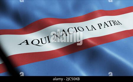 3D Illustration einer winkenden Flagge des Departements Uruguay von Soriano Stockfoto