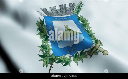 3D Illustration einer winkenden Flagge des Departements Uruguay von Montevideo Stockfoto