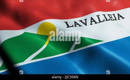 3D Illustration einer winkenden Flagge des Departements Uruguay von Lavalleja Stockfoto