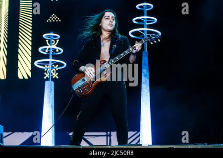 Mailand, Italien. 09.. Juni 2022. Greta Van Fleet im Konzert beim IDAYS Festival in Mailand, Italien, am 9 2022. Juni. Kredit: Mairo Cinquetti/Alamy Live Nachrichten Stockfoto