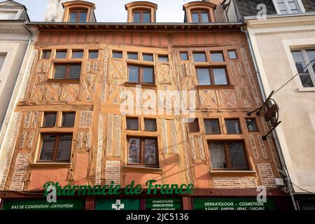 Traditionelles Haus, Altstadt von Orleans, Region Centre-Val de Loire; Frankreich. Stockfoto