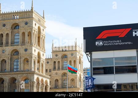 Baku, Aserbaidschan. 10.. Juni 2022. Abbildung des Fahrerlagers von Baku während des Großen Preises von Aserbaidschan der Formel 1 2022, 8. der FIA Formel-1-Weltmeisterschaft 2022, auf dem Baku City Circuit, vom 10. Bis 12. Juni 2022 in Baku, Aserbaidschan - Photo Florent Gooden/DPPI Credit: DPPI Media/Alamy Live News Credit: DPPI Media/Alamy Live News Stockfoto