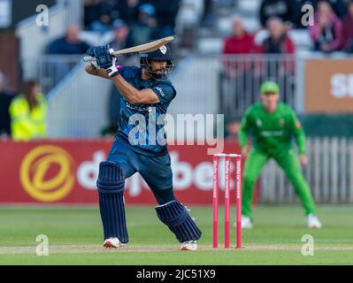 Shan Masood schlagen für Derbyshire Falcons in einem T20 Blast gegen Leicestershire Foxes Stockfoto