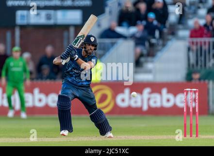 Shan Masood schlagen für Derbyshire Falcons in einem T20 Blast gegen Leicestershire Foxes Stockfoto