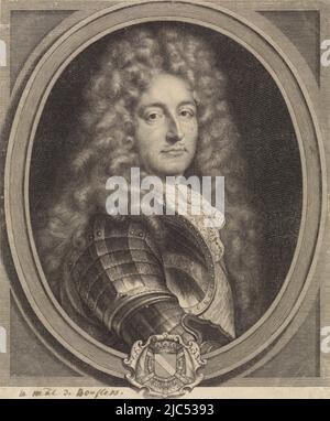 Porträt von Marschall Anne Jules de Noailles, Druckerei: Pieter van Schuppen, (auf Objekt erwähnt), nach: François de Troy, Paris, 1693, Papier, Gravur, Ätzung, H 187 mm × B 156 mm Stockfoto