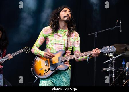 Oslo, Norwegen. 09.. Juni 2022. Die japanische psychedelische Rockband Kikagaku Moyo spielt ein Live-Konzert während des norwegischen Musikfestivals Loaded Festival 2022 in Oslo. (Foto: Gonzales Photo/Alamy Live News Stockfoto