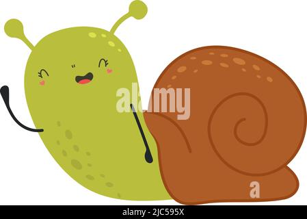 Niedliche Cliparst Schnecke Illustration im Cartoon-Stil. Cartoon Clip Art Schnecke. Vektor-Illustration eines Tieres für Aufkleber, Baby-Dusche-Einladung Stock Vektor
