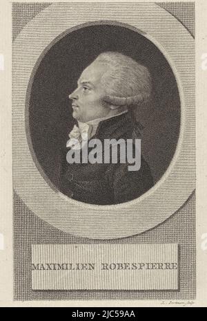 Porträt des französischen Rechtsanwalts Maximilian-Marie Isidore de Robespierre, Druckerei: Ludwig Gottlieb Portman, (auf Objekt genannt), Amsterdam, 1805, Papier, H 236 mm × B 148 mm Stockfoto