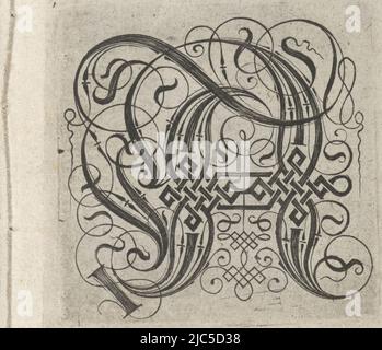 Buchstabe A Alphabet (Serientitel), Druckerei: Anonym, anonym, Verlag: Anonym, Niederlande, (Möglicherweise), c. 1600 - c. 1699, Papier, Gravur, H 57 mm - B 56 mm Stockfoto