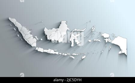 Landestolitische geografische Karte Indonesiens mit Provinzen mit Schatten Stockfoto