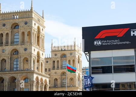 Baku, Aserbaidschan. 10.. Juni 2022. Abbildung des Fahrerlagers von Baku während des Großen Preises von Aserbaidschan der Formel 1 2022, 8. der FIA Formel-1-Weltmeisterschaft 2022, auf dem Baku City Circuit, vom 10. Bis 12. Juni 2022 in Baku, Aserbaidschan - Foto: Florent Gooden/Dppi/DPPI/LiveMedia Kredit: Unabhängige Fotoagentur/Alamy Live News Kredit: Independent Photo Agency/Alamy Live News Stockfoto