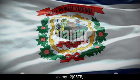 Hintergrunddarstellung der Staatsflagge von West Virginia, Hintergrund des USA-Symbols. Stockfoto