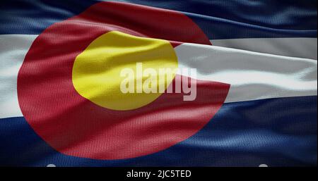 Hintergrunddarstellung der Colorado-Staatsflagge, Hintergrund des USA-Symbols. Stockfoto