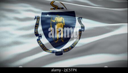 Abbildung des Hintergrunds der Staatsflagge von Massachusetts, Hintergrund des USA-Symbols. Stockfoto