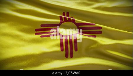 Hintergrunddarstellung der Flagge des Staates New Mexico, Hintergrund des USA-Symbols. Stockfoto