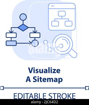 Symbol für das hellblaue Konzept der Sitemap visualisieren Stock Vektor