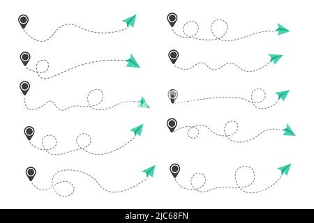 Satz der gestrichelten Flugstrecke Stock Vektor